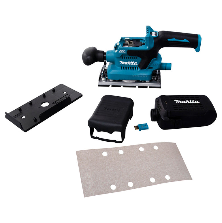 Makita DBO381ZU 18V Brushless Finishing Sander with 1 x 5.0Ah Battery Charger & Bag