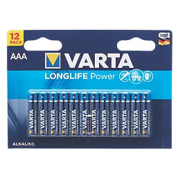 VARTA LONGLIFE POWER AAA ALKALINE BATTERIES 12 PACK