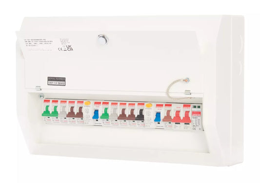 CONTACTUM DEFENDER 1.0 18-MODULE 10-WAY POPULATED HIGH INTEGRITY DUAL RCD CONSUMER UNIT WITH SPD