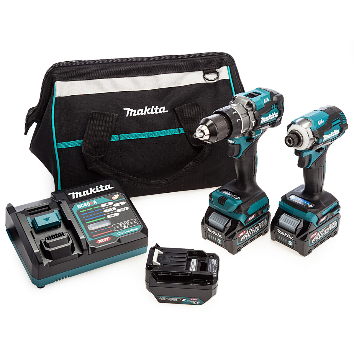 Makita DK0114G202 40VMax XGT Brushless Combi Drill & Impact Driver Combo Kit With 2 x 2.5Ah Batteries, Charger In Bag