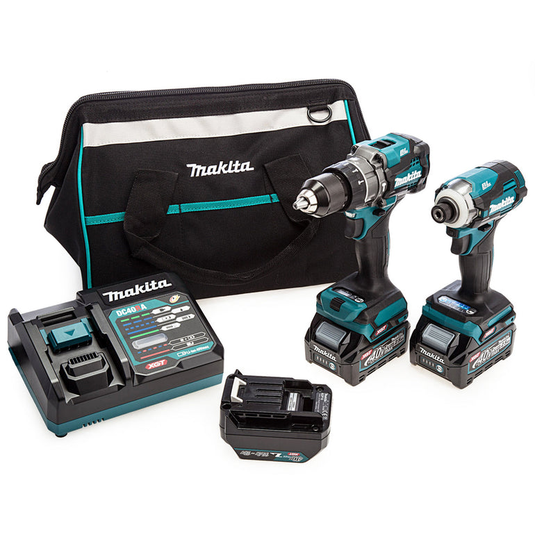 Makita DK0114G202 40VMax XGT Brushless Combi Drill & Impact Driver Combo Kit With 2 x 2.5Ah Batteries, Charger In Bag