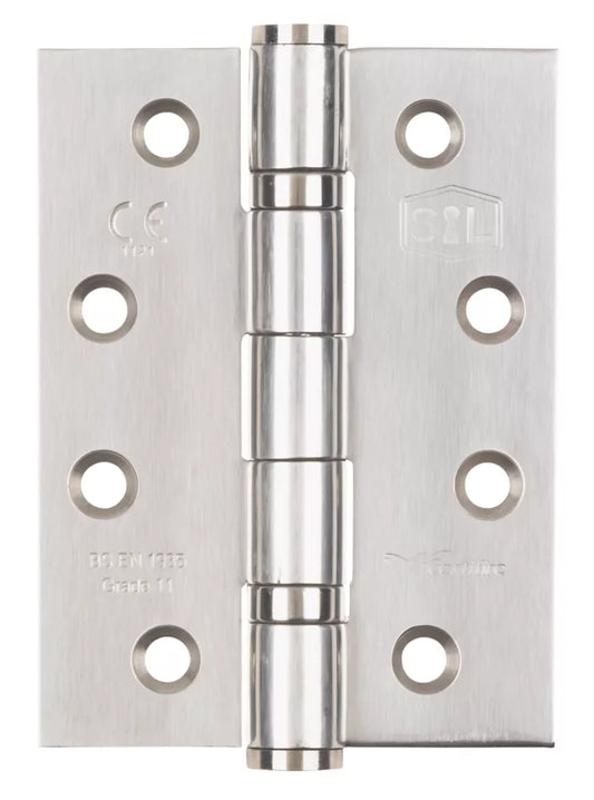 SMITH & LOCKE POLISHED STAINLESS STEEL GRADE 11 FIRE RATED BALL BEARING HINGES 102MM X 76MM 3 PACK