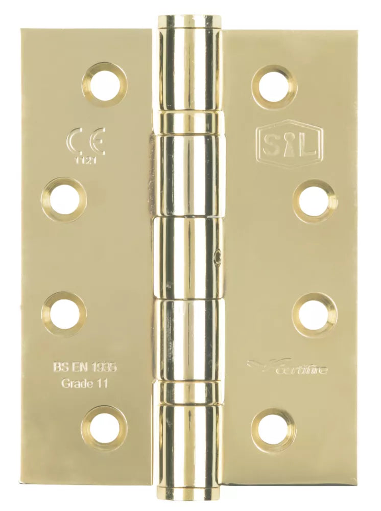 SMITH & LOCKE ELECTRO BRASS GRADE 11 FIRE RATED BALL BEARING HINGES 102MM X 76MM 3 PACK