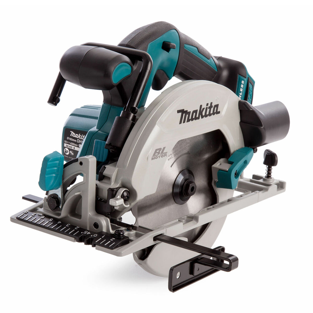 Makita DHS680Z 18V Brushless Circular Saw + 1 x 5.0Ah, Charger, Rail, Adapter & Case