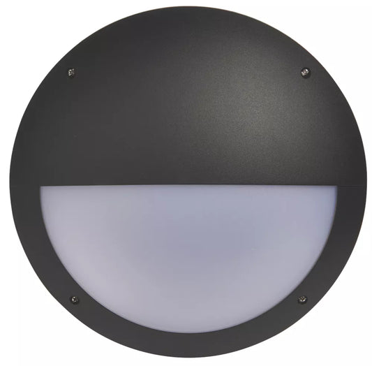 LAP OUTDOOR ROUND LED BULKHEAD MATT BLACK 12W 1000LM