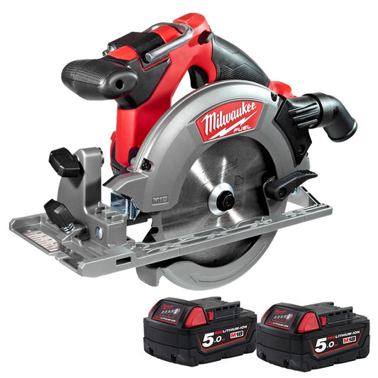 Milwaukee M18CCS55-0 18V Fuel Brushless 165mm Circular Saw with 2 x 5.0Ah Batteries M18B5