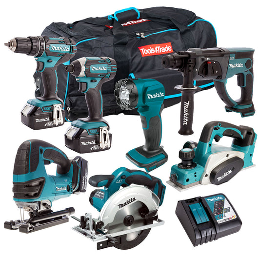 Makita 18V 7 Piece Cordless Kit with 3 x 5.0Ah Batteries & Charger T4TKIT-211