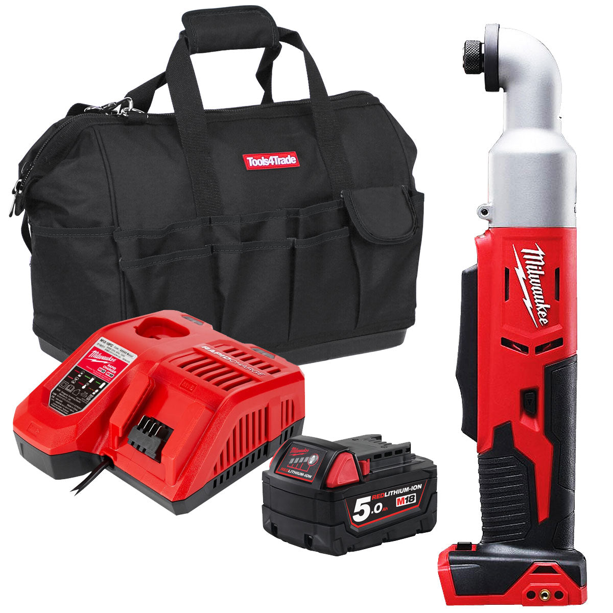 Milwaukee M18BRAID-0 18V 1/4” Hex Right Angle Impact Driver with 1 x 5.0Ah Battery Charger & Bag