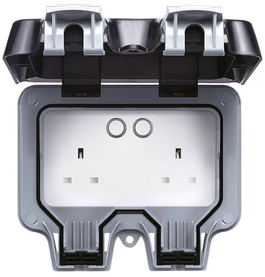 BRITISH GENERAL IP66 13A 2-GANG SP WEATHERPROOF OUTDOOR SWITCHED SMART WI-FI CONTROLLED SOCKET (894PG)