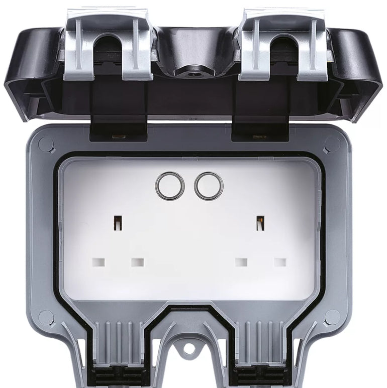 BRITISH GENERAL IP66 13A 2-GANG SP WEATHERPROOF OUTDOOR SWITCHED SMART WI-FI CONTROLLED SOCKET (894PG)