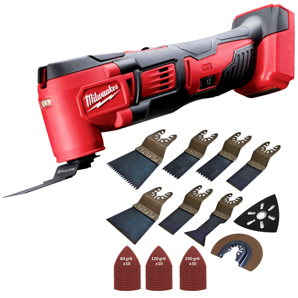 Milwaukee M18BMT-0 M18 18V Compact Multi Tool Body with 39 Piece Accessories Set