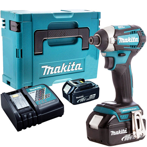 Makita DTD154Z 18V LXT Brushless Impact Driver with 2 x 5.0Ah Batteries & Charger in Case