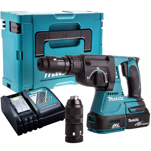 Makita DHR243Z 18V Brushless SDS+ Hammer Drill With 1 x 5.0Ah Battery & Charger In Case