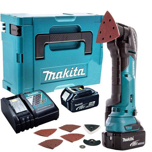 Makita DTM51ZJX7 18V Oscillating Multi Tool Cutter With 2 x 5.0Ah Batteries & Charger In Case