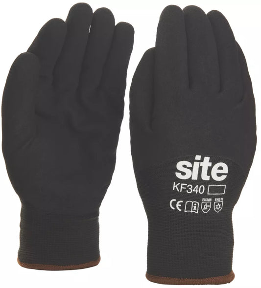 SITE THERMAL WINTER WORK GLOVES BLACK LARGE