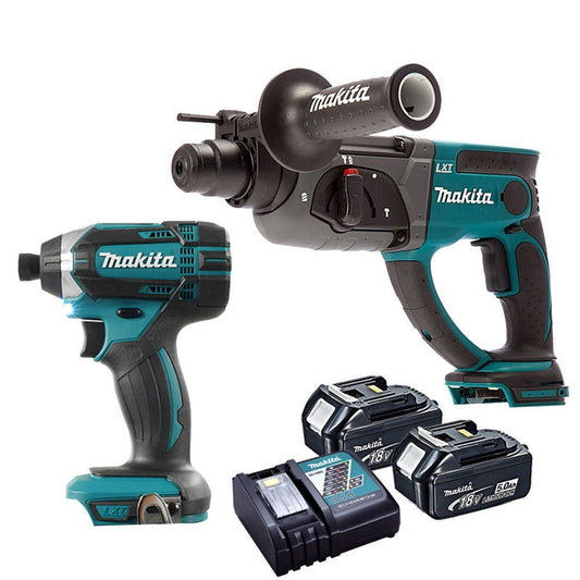 Makita Rotary Hammer Drill & Impact Driver with 2 x 5.0Ah Batteries & Charger