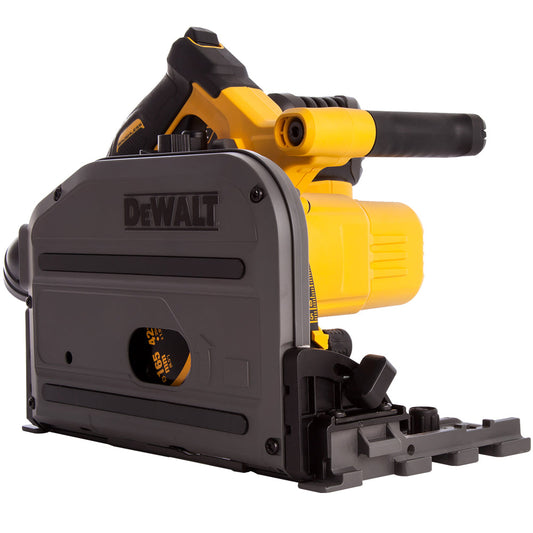 DeWalt DCS520NT 54V XR Flexvolt Brushless 165mm Plunge Saw 2 x 1.5m Guide Rail Clamps & Case + Rail Bag