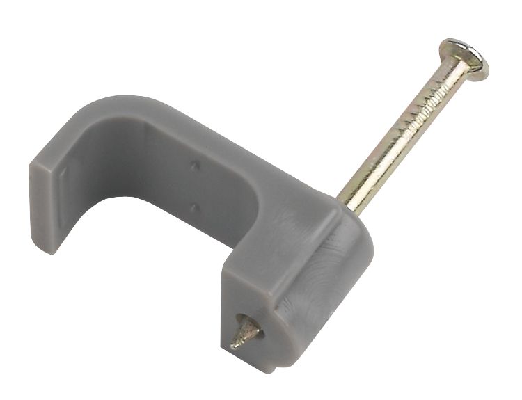 LAP GREY FLAT SINGLE CABLE CLIPS 10MM 100 PACK
