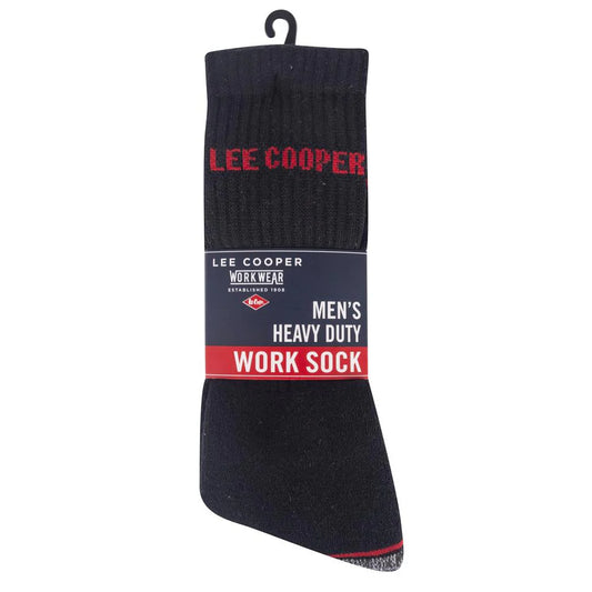 LEE COOPER HEAVY DUTY WORK SOCKS BLACK SIZE 7-11 5 PACK