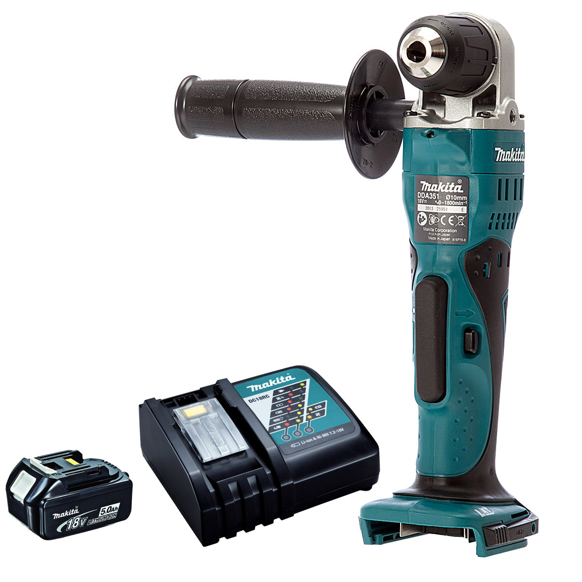 Makita DDA351Z 18v Li-Ion Cordless Angle Drill with 1 x 5.0Ah Battery & Charger