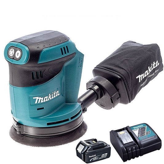 Makita DBO180Z 18V 125mm Orbital Sander with 1 x 5.0Ah Battery & Charger