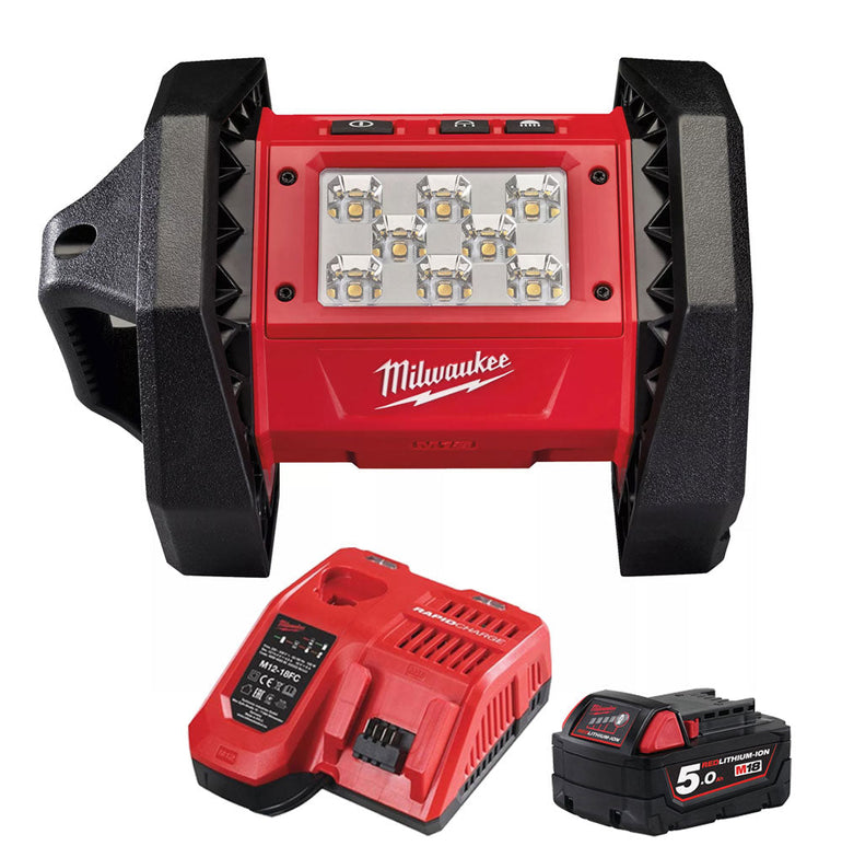 Milwaukee M18AL-0 18V LED Area Light with 1 x 5.0Ah Battery & Fast Charger