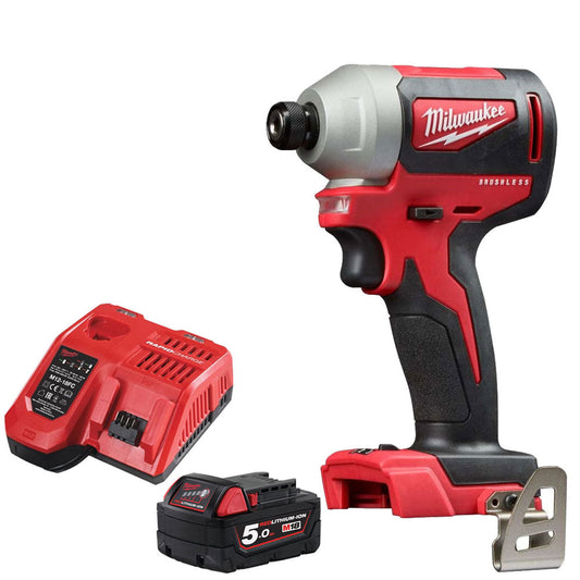 Milwaukee M18BLID2-0 18V Brushless Impact Driver with 1 x 5.0Ah Battery & Fast Charger