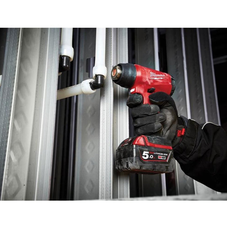 Milwaukee M18BHG-0 18V Cordless Compact Heat Gun with 1 x 5.0Ah Battery & Fast Charger