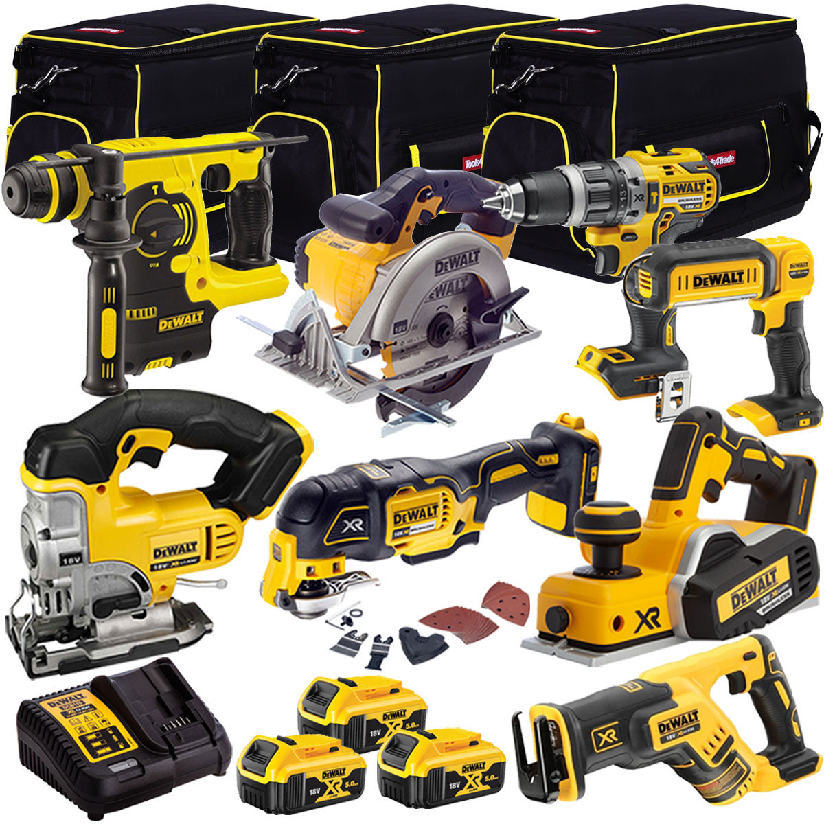 Dewalt 18V 8 Piece Power Tool Kit with 3 x 5.0Ah Batteries T4TKIT-9769