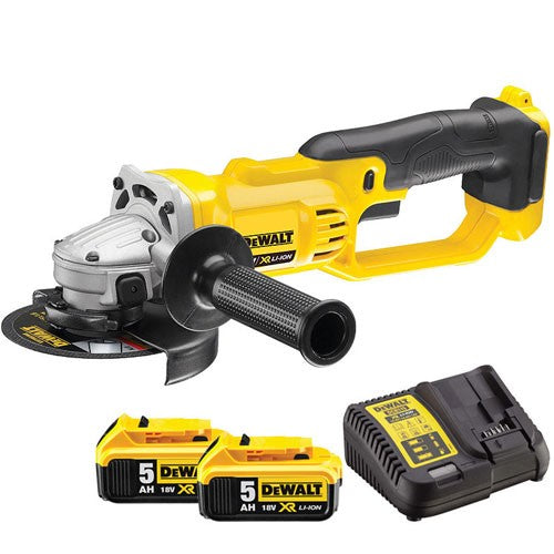 DeWalt DCG412N 18V Angle Grinder With 2 x 5.0Ah Batteries & Charger