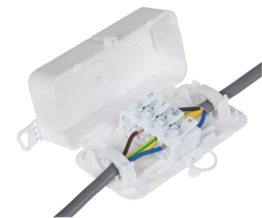 DEBOX 16A 2SL IN-LINE JUNCTION BOX 50 X 29 X 97MM WHITE