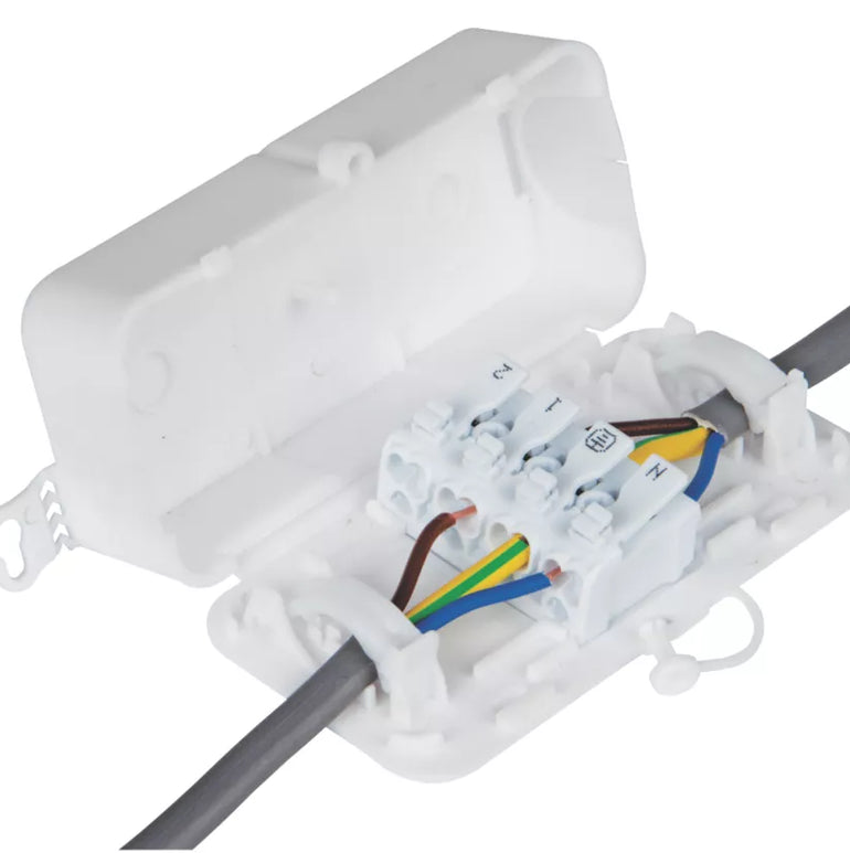 DEBOX 16A 2SL IN-LINE JUNCTION BOX 50 X 29 X 97MM WHITE