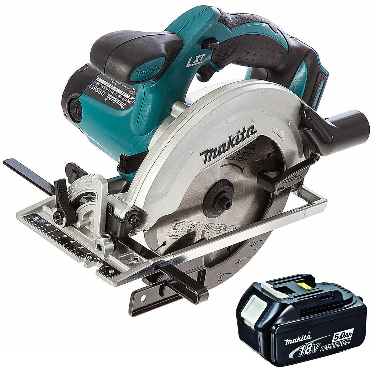 Makita DSS610Z 18V Li-ion 165mm Circular Saw Body With 1 x 5.0Ah Battery