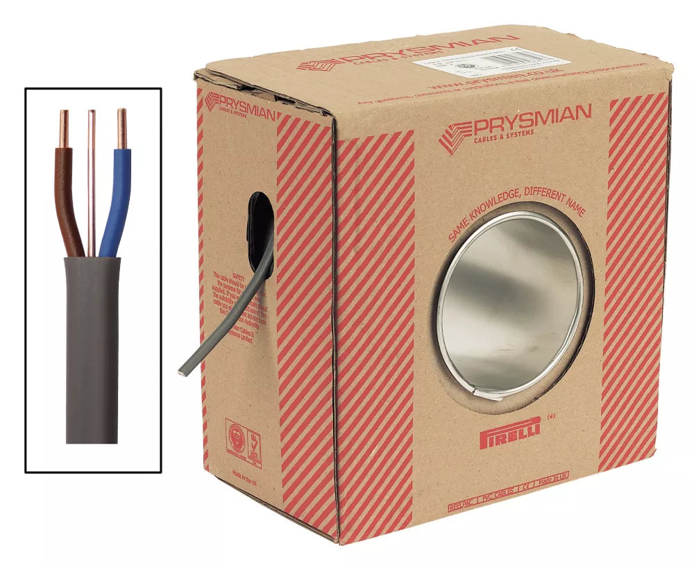 PRYSMIAN 6242Y GREY 10MM² TWIN & EARTH CABLE 25M DRUM