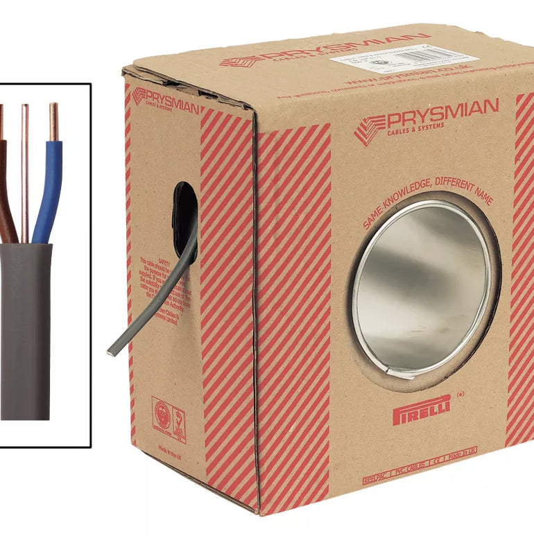 PRYSMIAN 6242Y GREY 10MM² TWIN & EARTH CABLE 25M DRUM