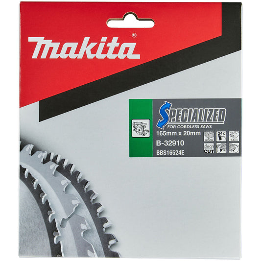 Makita 165 x 20 mm x 24T Wood Specialized Circular Saw Blade B-32910