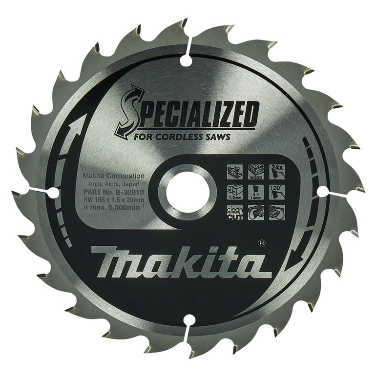 Makita 165 x 20 mm x 24T Wood Specialized Circular Saw Blade B-32910