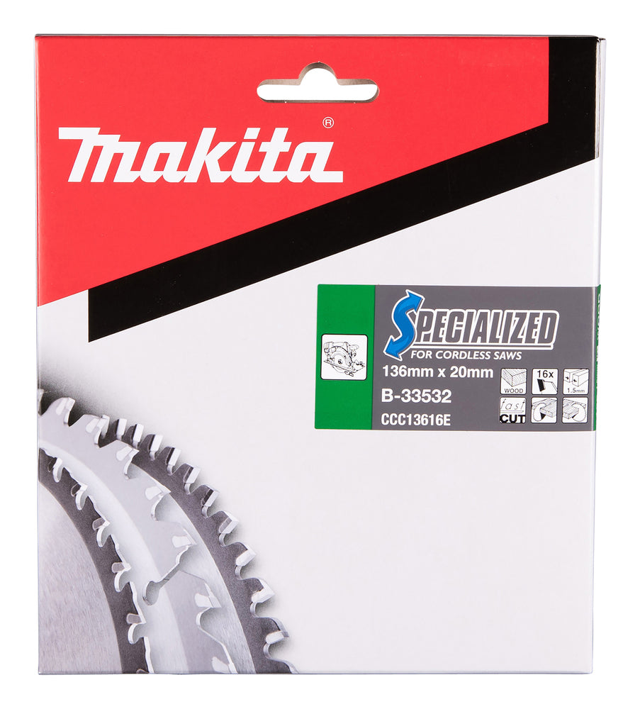 Makita 136mm 16T Wood Specialized Circular Saw Blade B-33532