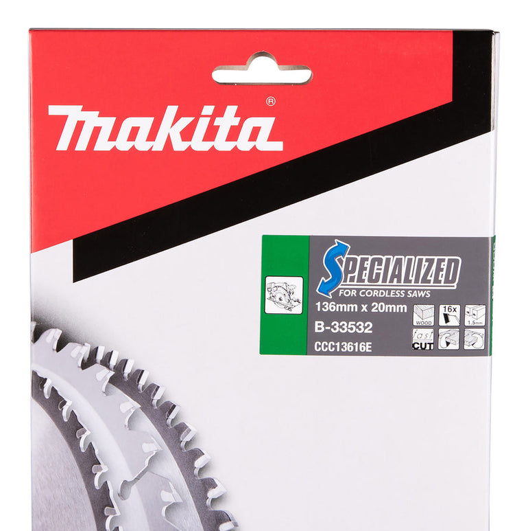 Makita 136mm 16T Wood Specialized Circular Saw Blade B-33532