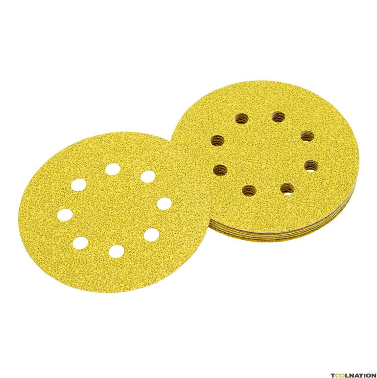 DEWALT DT3107-QZ ROS QUICK FIT SANDING DISCS 125MM 240 GRIT X10 PCS FOR DCW210N & DWE6423