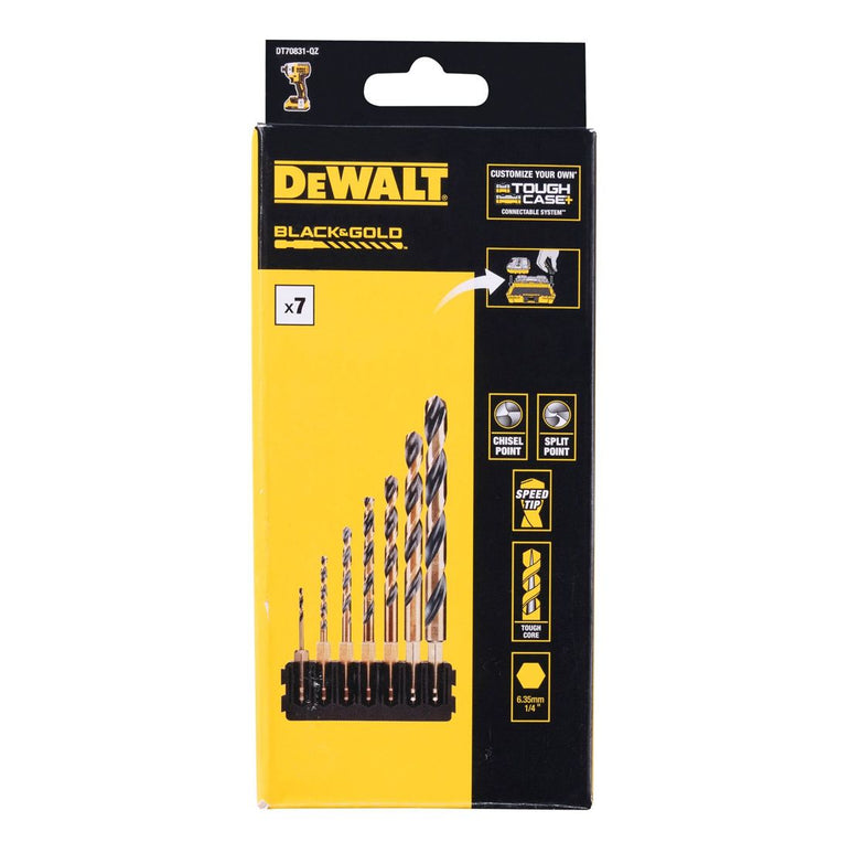 DEWALT DT70831-QZ TOUGHCASE BLACK & GOLD HEX MIX BAR SET X7 PCS