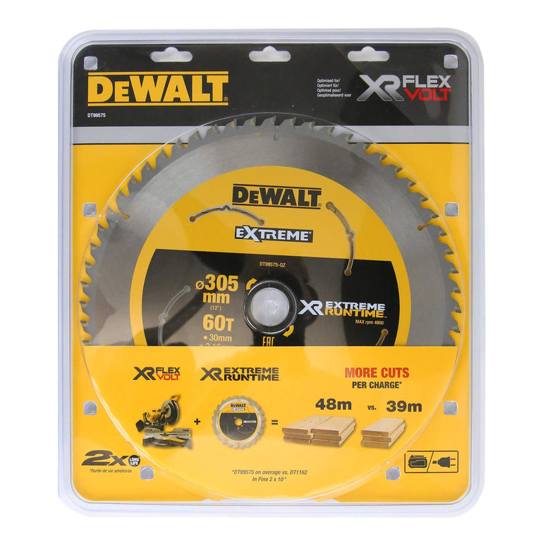 DEWALT DT99575-QZ EXTREME RUNTIME 305MM X 30MM X 60T MITRE SAW BLADE FOR DHS780