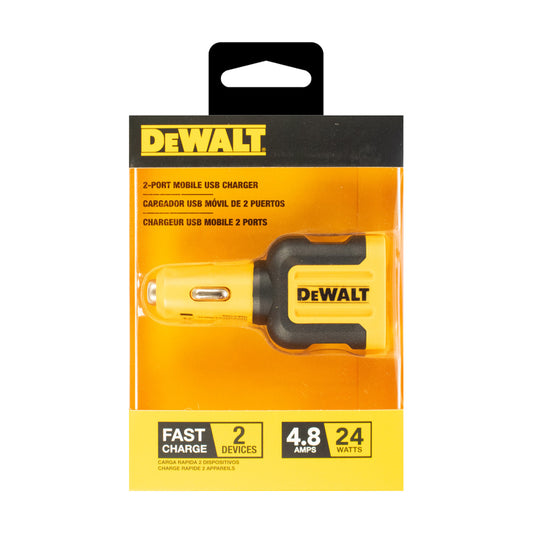 DEWALT PA-141-9008-DW2 2-PORT 4.8 AMP CAR CHARGER