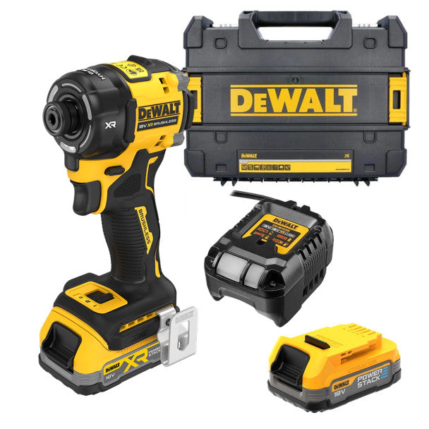 Dewalt DCF870E2T-GB 18V XR Brushless Hyrdralic Impact Driver, 2x 1.7Ah Powerstack Batteries, Charger & TSTAK Case