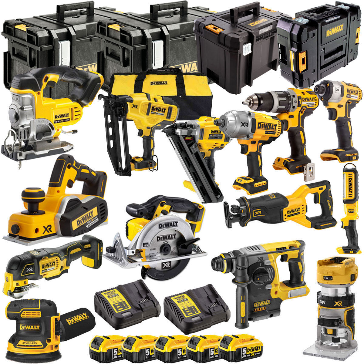 Dewalt 18V 14 Piece Power Tool Kit with 5 x 5.0Ah Batteries DEWKIT14