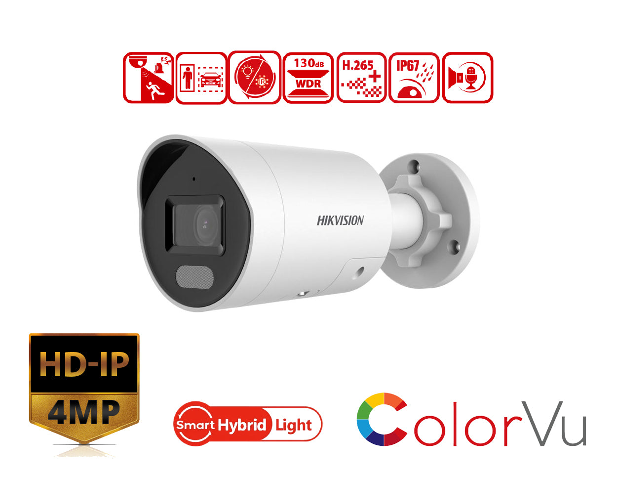 HIKVISION DS-2CD2047G2H-LIU/SL(2.8mm) - 4 MP Smart Hybrid Light with ColorVu Fixed Mini Bullet Network Camera