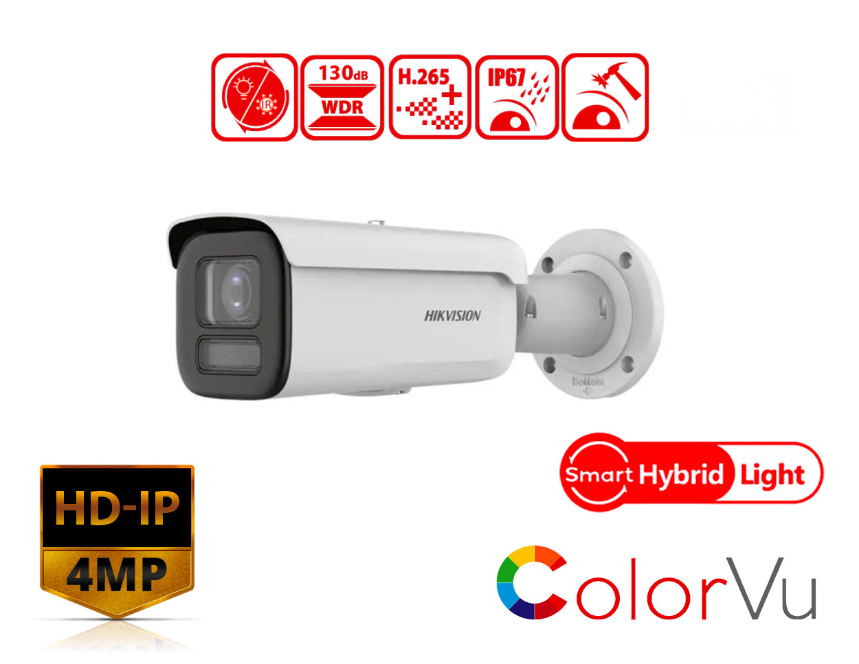 HIKVISION DS-2CD2647G2HT-LIZS - Hikvision 4 MP Smart Hybrid Light with ColorVu Motorized Varifocal Bullet Network Camera