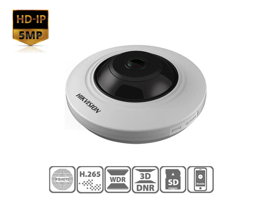 HIKVISION DS-2CD2955FWD-IS(1.05MM) - Hikvision 5 MP Fisheye Fixed Dome Network Camera