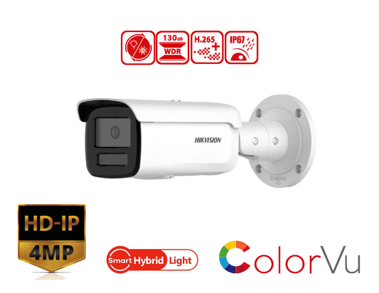 HIKVIDION DS-2CD2T47G2H-LI(2.8MM) - 4 MP Smart Hybrid Light with ColorVu Fixed Bullet Network Camera