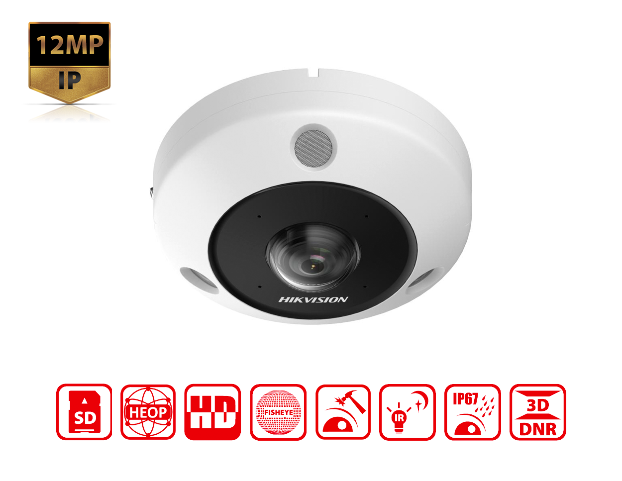 HIKVISION DS-2CD63C5G1-IVS(1.29MM) - Hikvision 12 MP DeepinView Fisheye Network Camera